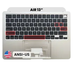 Top Case with Battery and Keyboard (ANSI US) For MacBook Air 13" A3113 (Used OEM Pull: Grade A) (Silver)