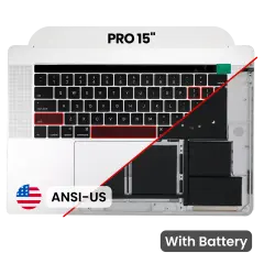 Top Case with Battery and Keyboard (ANSI US) For MacBook Pro 15" A1707 (2016-2017) (Silver)