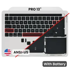 Top Case with Battery and Keyboard (ANSI US) For MacBook Pro 13" A2338 (2020) (Used OEM Pull: Grade B / C) (M1) (Silver)