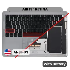 Top Case with Battery and Keyboard (ANSI US) For MacBook Air 13" A1932 (2018-2019) (Used OEM Pull: Grade A) (Space Gray)