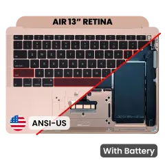 Top Case with Battery and Keyboard (ANSI US) For MacBook Air 13" A1932 (2018-2019) (Used OEM Pull: Grade A) (Rose Gold)