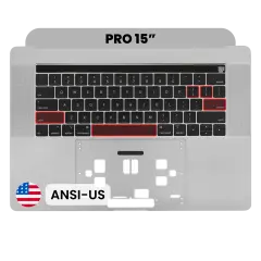 Top Case with Keyboard (ANSI US) For MacBook Pro 15" A1990 (2018-2019) (Used OEM Pull: Grade B/C) (Space Gray)