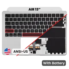 Top Case with Battery and Keyboard (ANSI US) For MacBook Air 13" A2681 (2022) (Genuine OEM) (Silver)