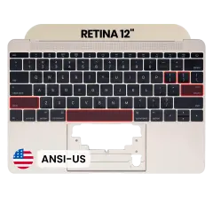 Top Case with Keyboard (ANSI US) and Microphone For MacBook 12" A1534 (2015) (OEM New) (Gold)