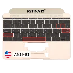 Top Case with Keyboard (ANSI US) and Microphone For MacBook 12" A1534 (2016-2017) (OEM New) (Gold)