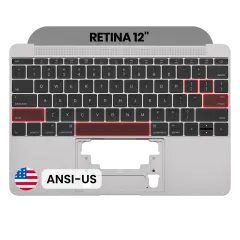 Top Case with Keyboard (ANSI US) and Microphone For MacBook 12" A1534 (2016-2017) (OEM New) (Space Gray)