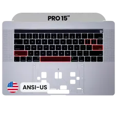 Top Case with Keyboard (ANSI US) For MacBook Pro 15" A1990 (2018-2019) (OEM New) (Silver)