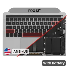 Top Case with Battery and Keyboard (ANSI US) For MacBook Pro 13" A1989 (2018-2019) (OEM New) (Space Gray)