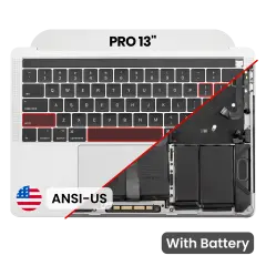 Top Case with Battery and Keyboard (ANSI US) For MacBook Pro 13" A1989 (2018-2019) (OEM New) (Silver)