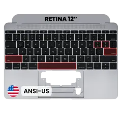 Top Case with Keyboard (ANSI US) and Microphone For MacBook 12" A1534 (2015) (Used OEM Pull: Grade A) (Space Gray)