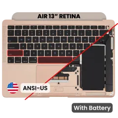 Top Case with Battery and Keyboard (ANSI US) For MacBook Air 13" A1932 (2018-2019) (Used OEM Pull: Grade B/C) (Rose Gold)