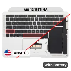 Top Case with Battery and Keyboard (ANSI US) For MacBook Air 13" A1932 (2018-2019) (Used OEM Pull: Grade B) (Silver)