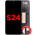 OLED Assembly With Frame For Samsung Galaxy S24 5G (US & International Version) (Aftermarket Plus) (Onyx Black)
