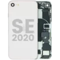 Back Housing W/ Charging Port Flex and Small Components Pre-Installed For iPhone SE (2020) (Used OEM Pull: Grade A) (White)