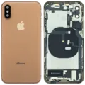 Back Housing W/ Charging Port Flex and Small Components Pre-Installed For iPhone XS (Used OEM Pull: Grade B) (Gold)