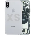 Back Housing W/ Charging Port Flex and Small Components Pre-Installed For iPhone XS (Used OEM Pull: Grade B) (Silver)