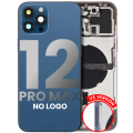 Back Housing W/ Small Components Pre-Installed Compatible For iPhone 12 Pro Max (US Version) (No Logo) (Aftermarket Plus) (Pacific Blue)