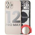 Back Housing W/ Small Components Pre-Installed Compatible For iPhone 12 Pro Max (International Version) (Used OEM Pull: Grade B) (Gold)