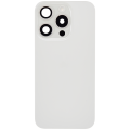 Back Glass With Steel Plate With Wireless NFC Charging MagSafe Magnet & Flashlight Flex Compatible For iPhone 15 Pro (Used OEM Pull: Grade A) (White Titanium)