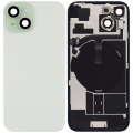 Back Glass With Steel Plate With Wireless NFC Charging MagSafe Magnet & Flashlight Flex Compatible For iPhone 15 (Used OEM Pull: Grade A) (Green)