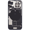 Back Glass With Steel Plate With Wireless NFC Charging MagSafe Magnet & Flashlight Flex Compatible For iPhone 15 (No Logo) (Black)