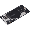 Back Glass With Steel Plate With Wireless NFC Charging MagSafe Magnet & Flashlight Flex Compatible For iPhone 15 (No Logo) (Black)