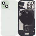 Back Glass With Steel Plate With Wireless NFC Charging MagSafe Magnet & Flashlight Flex Compatible For iPhone 15 (No Logo) (Green)