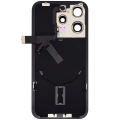 Back Glass With Steel Plate With Wireless NFC Charging MagSafe Magnet & Flashlight Flex Compatible For iPhone 15 Pro (No Logo) (Black Titanium)