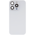 Back Glass With Steel Plate With Wireless NFC Charging MagSafe Magnet & Flashlight Flex Compatible For iPhone 15 Pro (No Logo) (White Titanium)