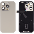 Back Glass With Steel Plate With Wireless NFC Charging MagSafe Magnet & Flashlight Flex Compatible For iPhone 15 Pro (No Logo) (Natural Titanium)