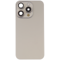 Back Glass With Steel Plate With Wireless NFC Charging MagSafe Magnet & Flashlight Flex Compatible For iPhone 15 Pro (No Logo) (Natural Titanium)