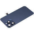 Back Glass With Steel Plate With Wireless NFC Charging MagSafe Magnet & Flashlight Flex Compatible For iPhone 15 Pro Max (No Logo) (Blue Titanium)
