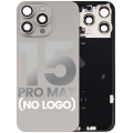 Back Glass With Steel Plate With Wireless NFC Charging MagSafe Magnet & Flashlight Flex Compatible For iPhone 15 Pro Max (No Logo) (Natural Titanium)