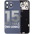 Back Glass With Steel Plate With Wireless NFC Charging MagSafe Magnet & Flashlight Flex Compatible For iPhone 15 Pro Max (No Logo) (Blue Titanium)