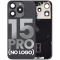 Back Glass With Steel Plate With Wireless NFC Charging MagSafe Magnet & Flashlight Flex Compatible For iPhone 15 Pro (No Logo) (Black Titanium)