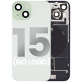 Back Glass With Steel Plate With Wireless NFC Charging MagSafe Magnet & Flashlight Flex Compatible For iPhone 15 (No Logo) (Green)
