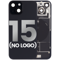 Back Glass With Steel Plate With Wireless NFC Charging MagSafe Magnet & Flashlight Flex Compatible For iPhone 15 (No Logo) (Black)