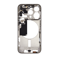 Mid-Frame Housing With Power And Volume Button Compatible For iPhone 15 Pro (US Version) (Used OEM Pull: Grade C) (Natural Titanium)
