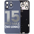 Back Glass With Steel Plate With Wireless NFC Charging MagSafe Magnet & Flashlight Flex Compatible For iPhone 15 Pro Max (No Logo) (Blue Titanium)