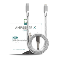 USB Type C To Lightning Cable (Non-MFI) (1.8 m / 6 ft) (AmpSentrix Infinity) (Silver)