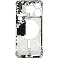 Mid-Frame Housing With Power And Volume Button Compatible For iPhone 15 Pro Max (International Version) (Used OEM Pull: Grade A) (White Titanium)