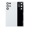 Back Cover Glass With Camera Lens Compatible For Samsung Galaxy S22 Ultra 5G (No Logo) (Aftermarket Plus) (White)