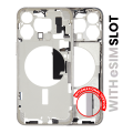 Mid-Frame Housing With Power And Volume Button Compatible For iPhone 15 Pro Max (International Version) (Used OEM Pull: Grade A) (White Titanium)