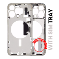 Mid-Frame Housing With Power And Volume Button Compatible For iPhone 15 Pro Max (International Version) (Used OEM Pull: Grade A) (White Titanium)