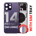 Back Housing W/ Small Pre-Installed Compatible For iPhone 14 Pro Max (International Version) (No Logo) (Aftermarket Plus) (Deep Purple)