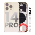 Back Housing W/ Small Pre-Installed Compatible For iPhone 14 Pro (International Version) (Used OEM Pull: Grade A) (Gold)