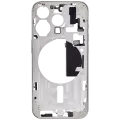 Mid-Frame Housing With Power And Volume Button Compatible For iPhone 15 Pro (US Version) (Used OEM Pull: Grade C) (White Titanium)