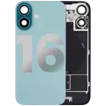 Back Glass With Steel Plate With Wireless NFC Charging MagSafe Magnet & Flashlight Flex Compatible For iPhone 16 (Used OEM Pull: Grade A) (Teal)