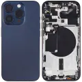 Back Housing W/ Small Pre-Installed Compatible For iPhone 15 Pro (US Version) (Used OEM Pull: Grade B) (Blue Titanium)
