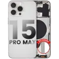 Back Housing W/ Small Pre-Installed Compatible For iPhone 15 Pro Max (US Version) (Used OEM Pull: Grade A) (White Titanium)